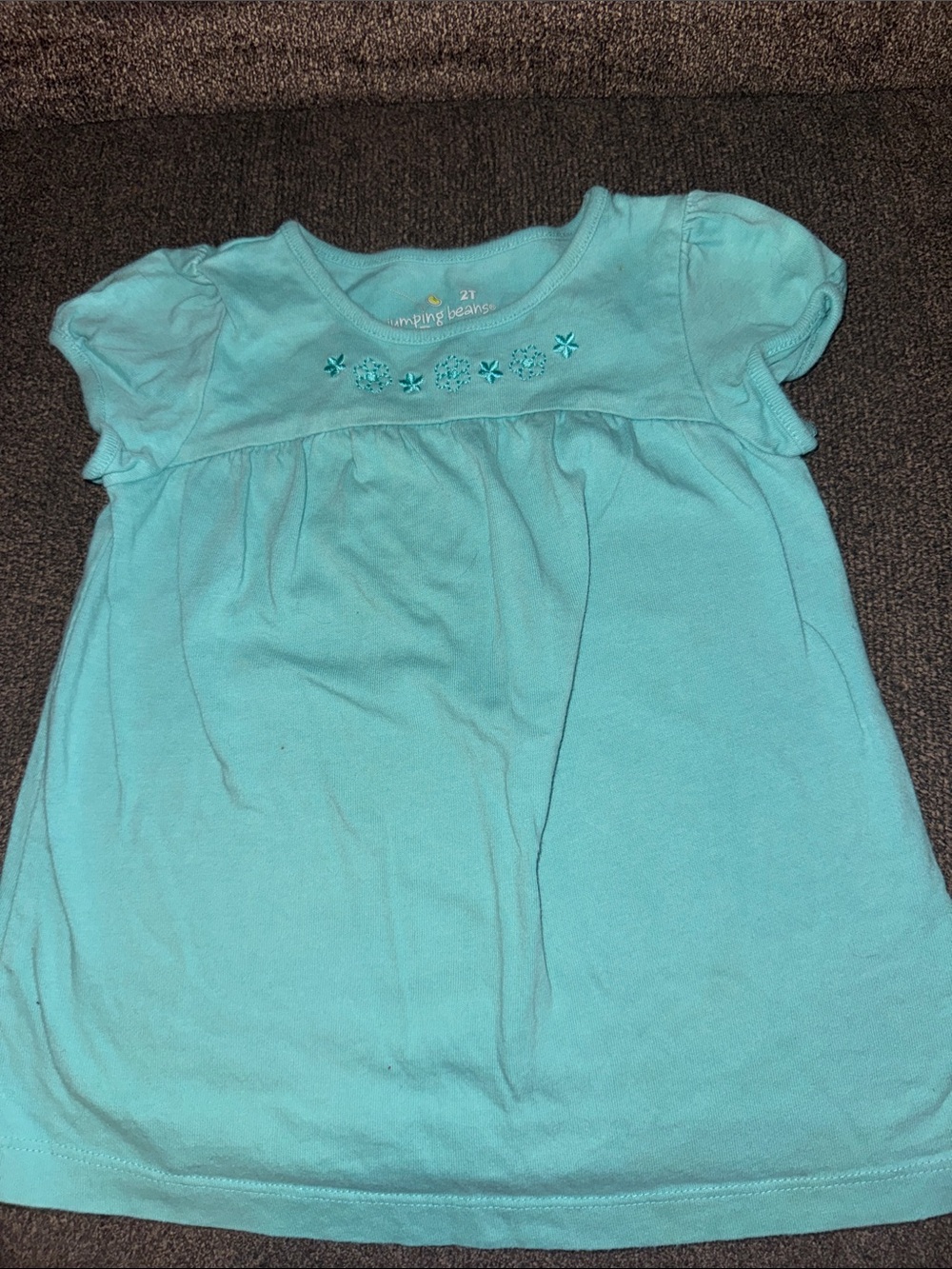 jumping beans Aqua Short-Sleeve Embroidered Floral Tee